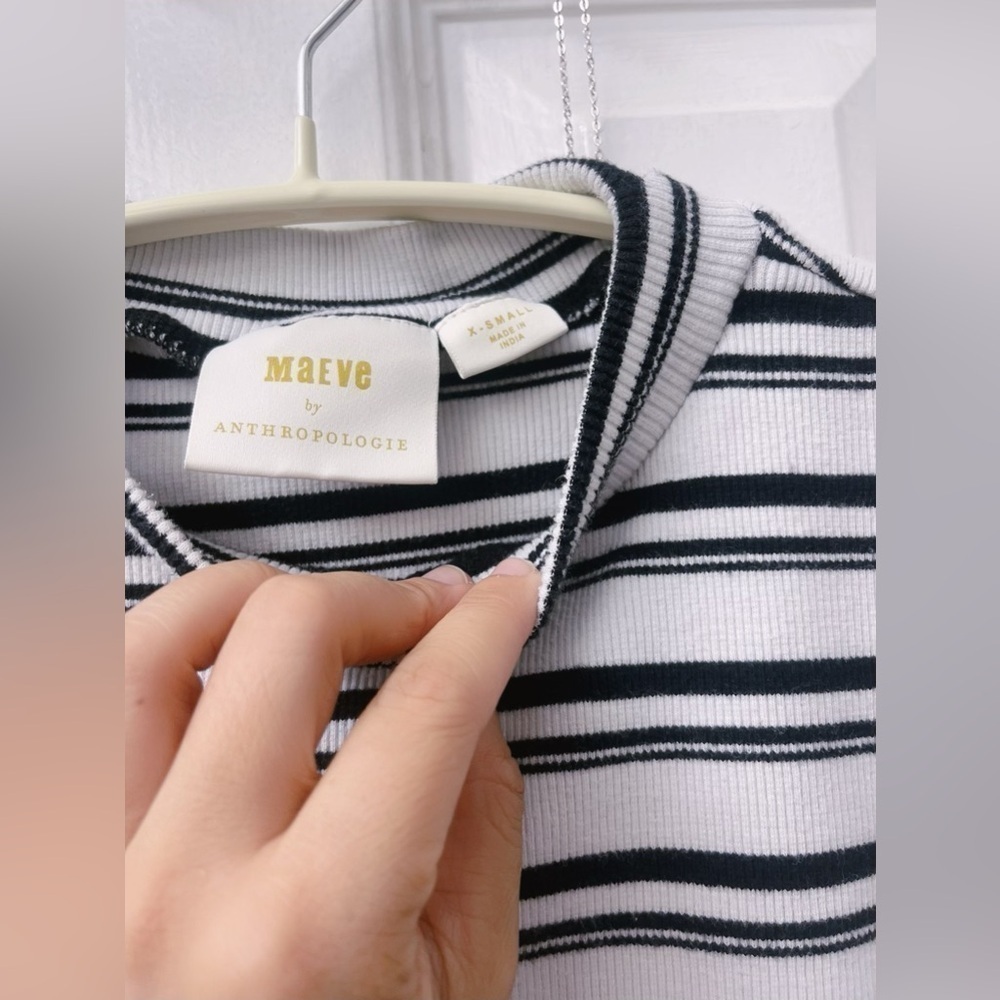 MAEVE ANTHROPOLOGIE MOCK NECK RIBBED BLOUSE TOP XS - Picture 14 of 14